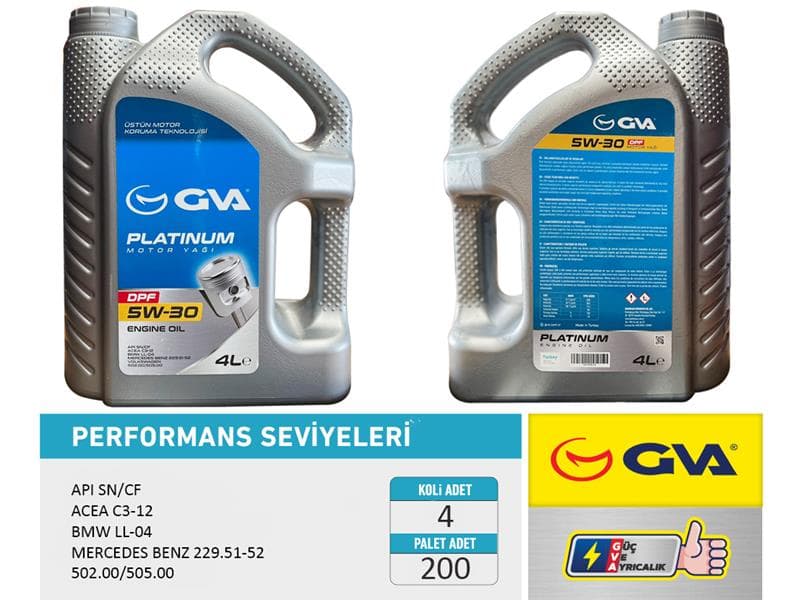 Motor Yağı 5W30 4 LT Platinum Partiküllü-DPF Tam Sentetik Api SN/CF