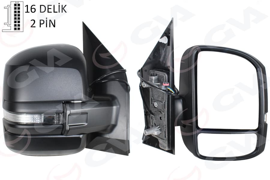 Diş Dikiz Aynasi Sağ VW Crafter 17- Kisa Kol Manuel Sinyalli Konveks Texture