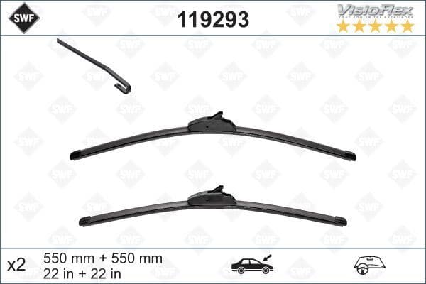 Silecek Supurgesi Takımı 550mm / 550mm Land Rover Discovery III-IV L319 Range Rover P38A L320 SWF