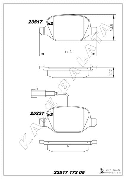 Arka Fren Balatası Alfa Romeo Mito 09> Fiat Linea 09> 1.3JTD 1.4TJET 1.6JTD