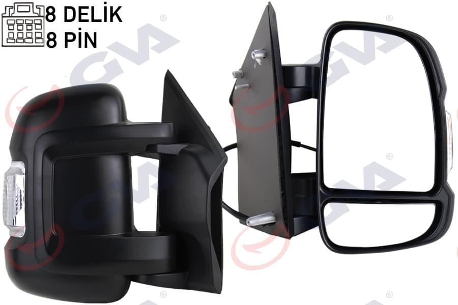 Diş Dikiz Aynasi Sağ Ducato-Boxer-Jumper 06> Elektrikli İsitmali Sinyalli Kisa Kol Konveks 8 Fiş Çift Cam