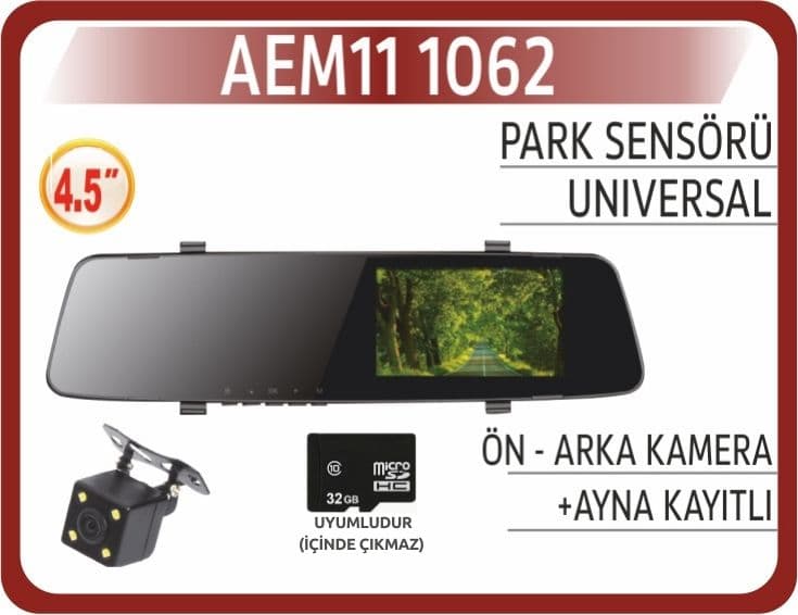 Ekran Ayna 4.3 2 Kamera DVR Kayitli