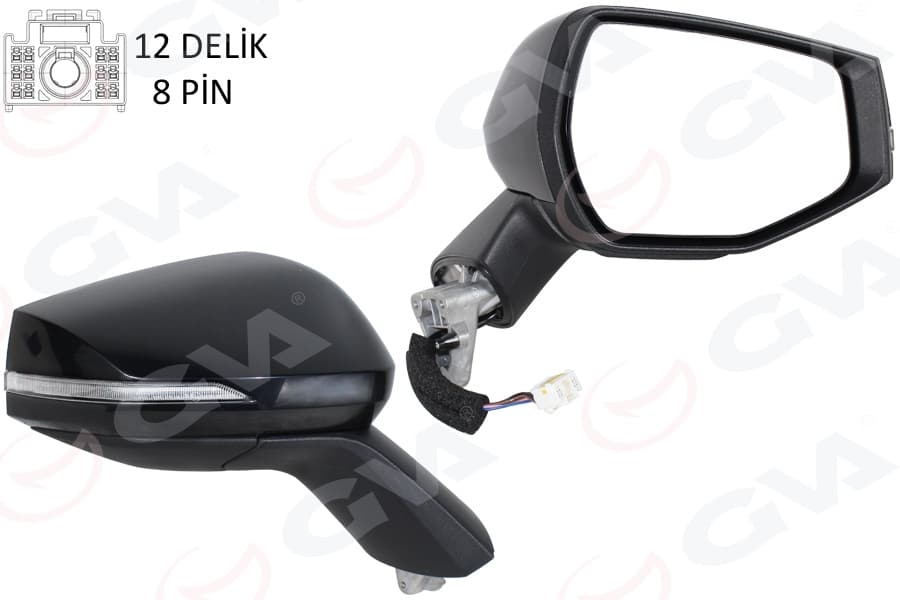 Diş Dikiz Aynasi Sağ Elektrikli Katlanir İsitmali Sinyalli Diş Bükey Siyah Kapak- 8 Pin Kia Sporta Ge 23->