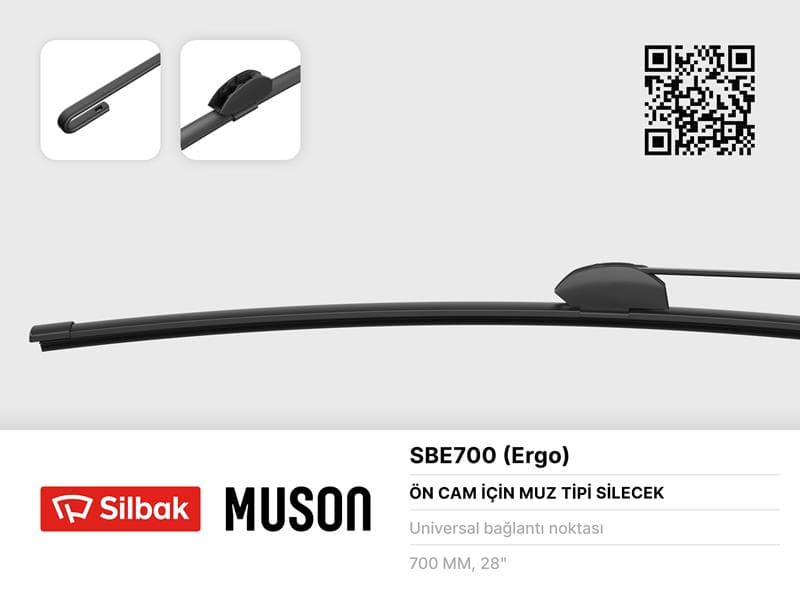 Silecek Süpürgesi Muz Tipi 700mm Üniversal Kancali Ergonomik