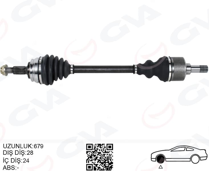 Komple Aks Sol P308 14>21 1.2 VTi-1.6 Bluehdi Rifter 1.5-1.6 HDi-Bluehdi Astra L 21>1.2 EB2 Combo E 18> 1.2 EB2-1.5D Partner-Berlingo 18> 1.5-1.6 Bluehdi Mekanik Vites 28x24x680