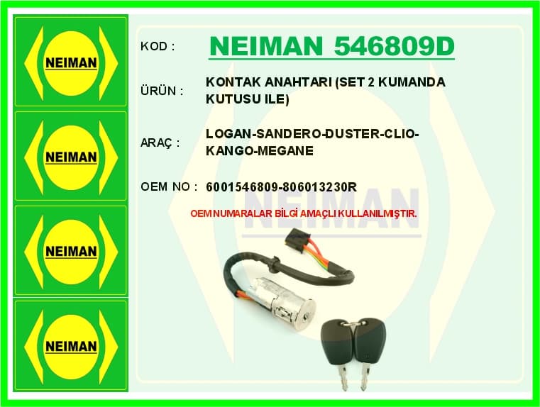 Kontak Anahtarı Logan-Sandero-Duster-Clio-Kango-Megane Set 2 Kumanda Kutusu İle