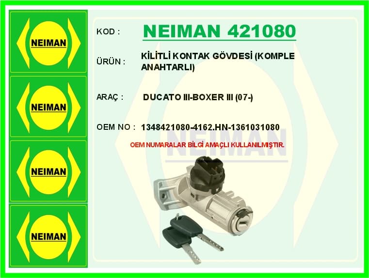 Kilitli Kontak Gövdesi Komple Anahtarli Ducato III-Boxer III 07-