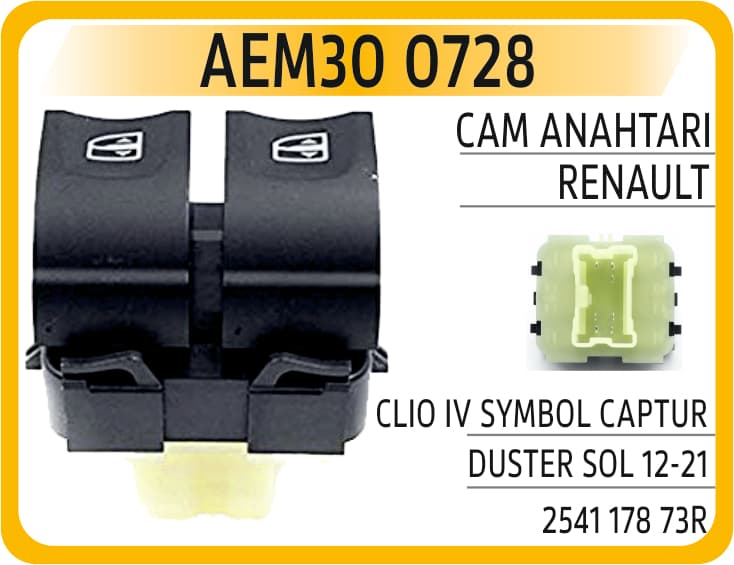 Cam Anahtarı Renault Clio IV Symbol Captur Duster