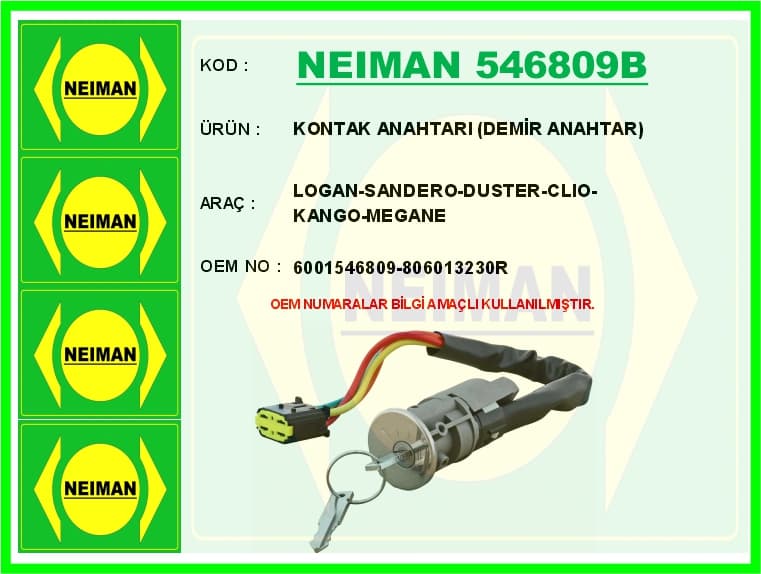 Kontak Anahtarı Logan-Sandero-Duster-Clio-Kango-Meganekontak Anahtarı Demir Anahtar