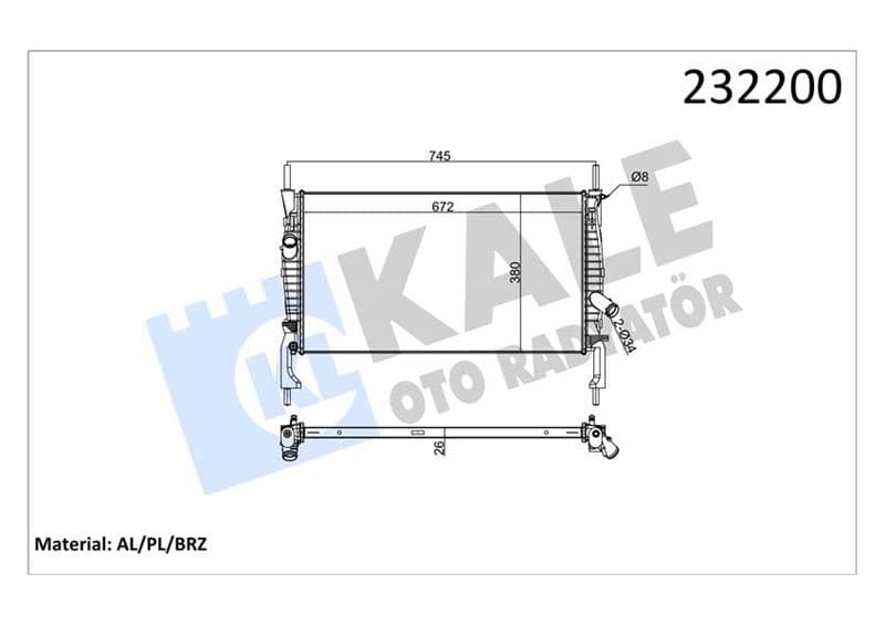 Su Radyatörü Ford Transit 06> 2.2-2.4 TDCi Klimasiz
