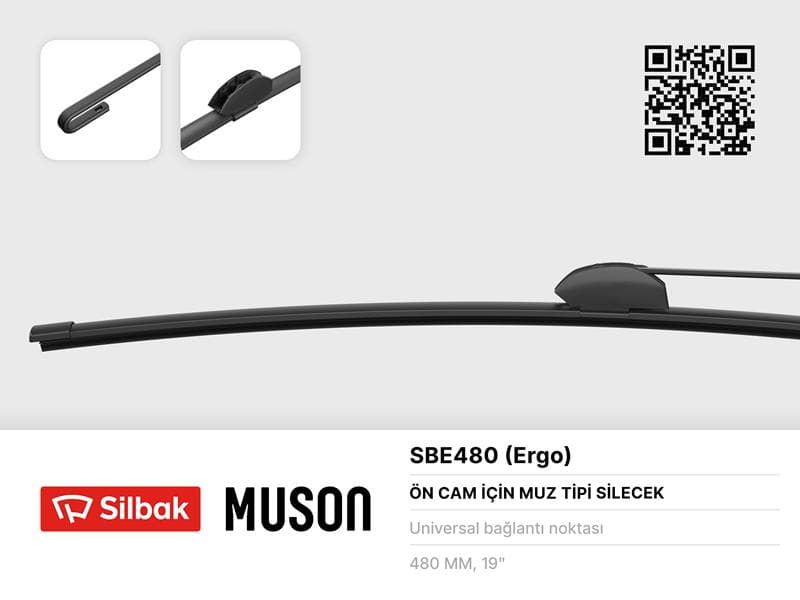 Silecek Süpürgesi Muz Tipi 480mm Üniversal Kancali Ergonomik