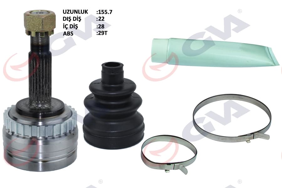 Diş Aks Kafası Corsa B-C 94>06 Combo B-C 94>11 Tigra B 04>10 Meriva A 04>10 Abs Li 29 Diş 22x28x52 155mm