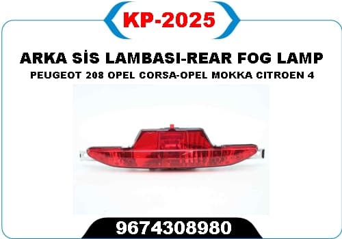 Reflektor Arka Tampon Orta Opel Corsa F 19> Mokka 20> Peugeot P208 15> Citroen C4 20> DS3 18>