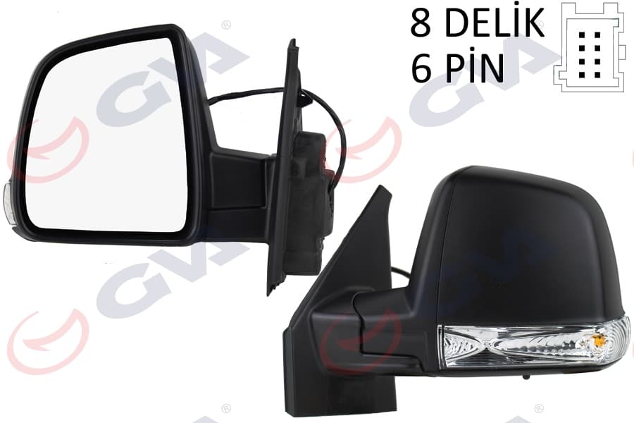 Diş Dikiz Aynasi Sol Doblo 11> Elektrikli Sinyalli Siyah Kapaklı Tek Cam Konveks 6 Fiş VM-668EHL