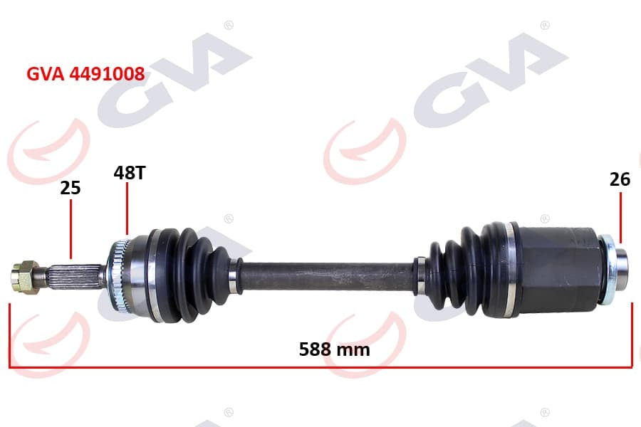 Komple Aks Sağ Hyundai Accent Era 1.5L D4FA CRDi 06-10 Abs Li 25x26 - Abs 48 Diş Komple Boy 588mm