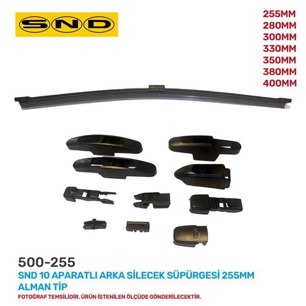 SND 10 Aparatli Arka Silecek Süpürgesi 255MM Alman Tip