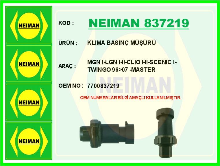 Klima Basinç Müşürü MGN I-LGN I-II-Clio I-II-Scenic I-Twingo 96>07 -Master
