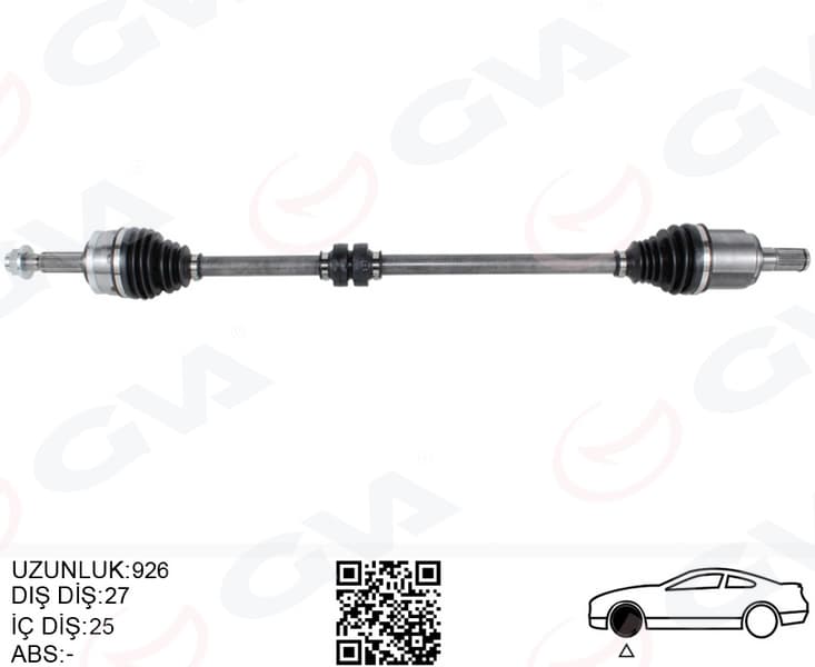 Komple Aks Sağ Hyundai Bayon 1.0L 1.4L G3LE G4LC 21-> 25x27 Komple Boy 926mm