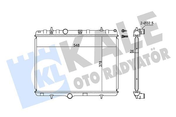 Radyatör C3 02>C2 03>207 07> 1.4-1.6 16V-1.6HDI Ac Mek Al/pl/brz 378x548x26