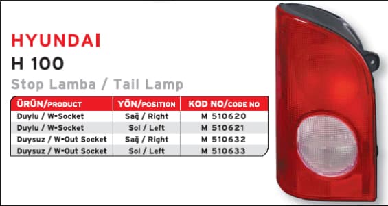 Stop Lambasi Duysuz Sol H100
