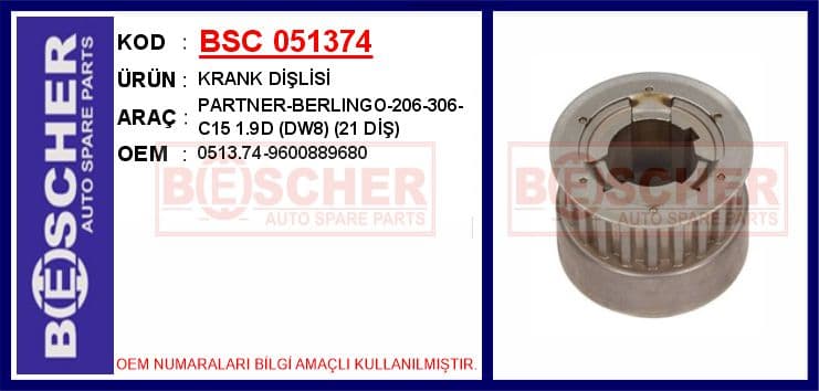 Krank Dişlisi Partner-Berlingo-206-306-C15 1.9D DW8 21 Diş