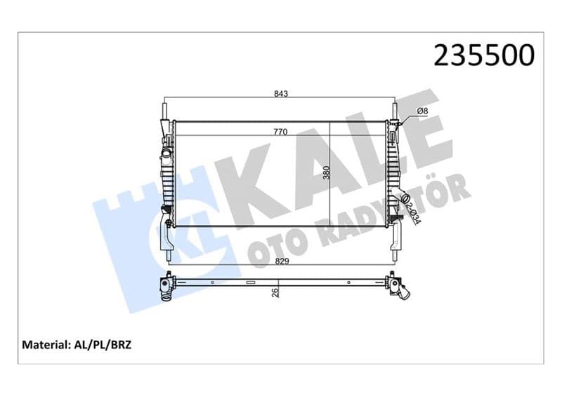 Su Radyatörü Ford Transit 06> 2.2-2.4 TDCi Klimali