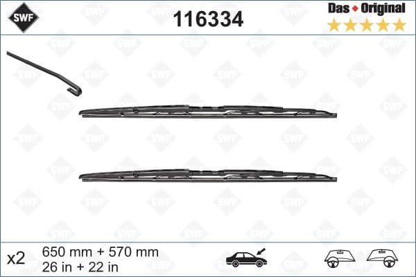 Silecek Supurgesi Takımı 650mm / 570mm BMW E39 SWF