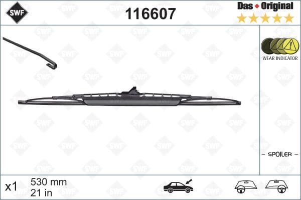 Silecek SWF 53cm x1 Spoilerli Golf III IV A3-A4-BMW 3-Golf 3-Passat İnca İbiza Leon Avensis