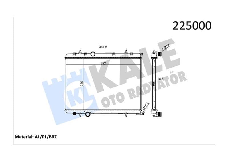 Radyatör Brazing Kalın Tip Peugeot 206 1.6İ-1.4HDI 98 > 380X538X26 Mek.