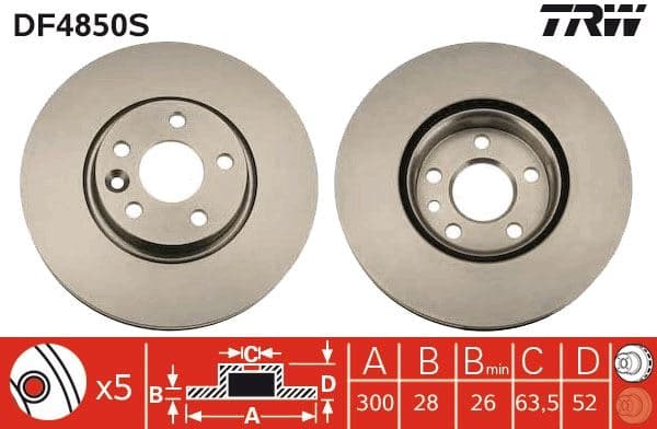 Fren Diski Ön Ford Mondeo-Land Rover Freelander 2 07> Çap: 300mm 5 Delik