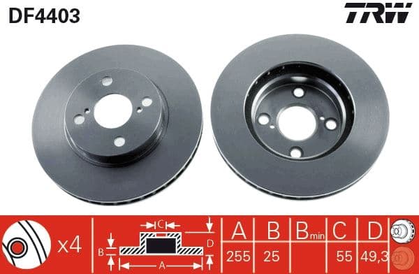 Ön Fren Diski Hava Kanallı Toyota Corolla 1.4L 4ZZ-Fe ZZE120 Vvti 02-06 / 1.6L 3ZZ-Fe ZZE121 Vvti 02-06 255 Çap X 4 Bijon - Takım Disk Fiyatıdır