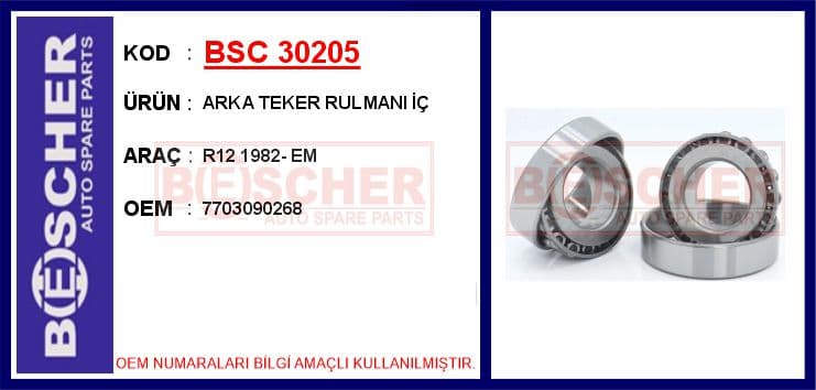 Arka Teker Rulmanı İç R12 1982- Em