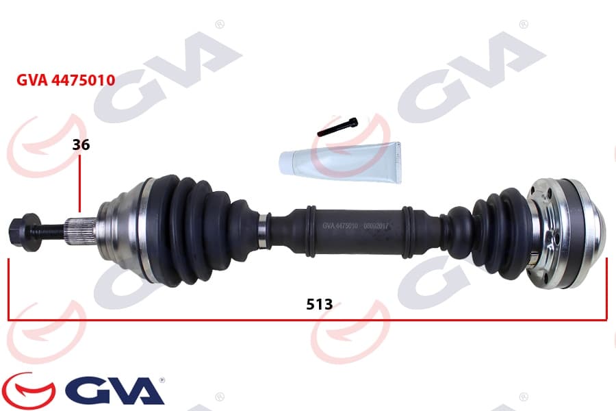 Komple Aks Sol Caddy III 1.9 TDI 04-10 BJB 513mm