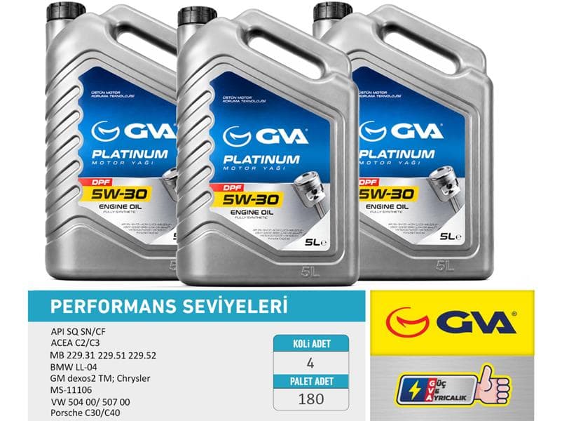 Motor Yağı 5W30 5 LT Platinum Partiküllü-DPF Tam Sentetik Api SQ SN/CF