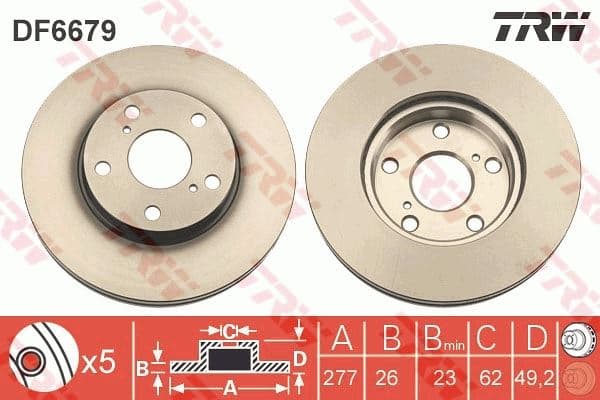 Ön Fren Diski Hava Kanallı Toyota Auris Corolla 1.6L 1ZR-Fae ZRE181 ZRE185 13-18 1.4L 1ND-FTV D-4D NDE180 13-18 1.33L 1NR-Fe NRE180 13-18 277 Çap X 5 Bijon - Takım Disk Fiyatıdır