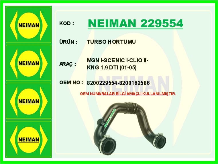 Turbo Hortumu MGN I-Scenic I-Clio II-KNG 1.9 Dti 01-05