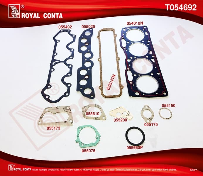 T054692N Üst Takım Conta Tipo-Uno 1.4 146 C1.000-C5.000 160 A.1000 Keçe Ve Subap Lastiği Yok