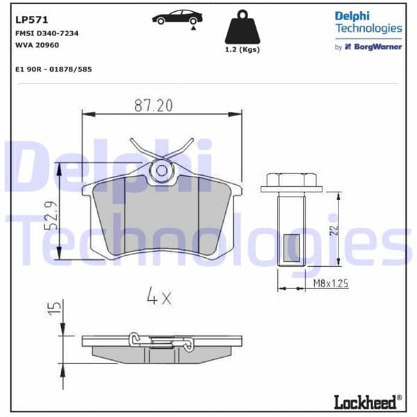 Arka Fren Balata Renault Clio 05> Kangoo 01> Laguna 96> Fluence 09> Megane 96> Citroen Berlingo 99> C2 C3 C4 03> DS4 11> Peugeot 307 00> 308 07> Partner 96>VW Polo Classic 95>01 Golf III-IV-Passat III