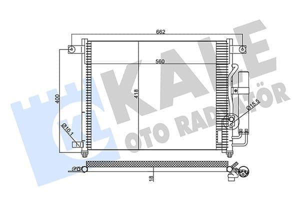 Klima Radyatörü Kondenseri Chevrolet Aveo-Kalos 1.4i 16V 02> Al/al 560x457.5x18