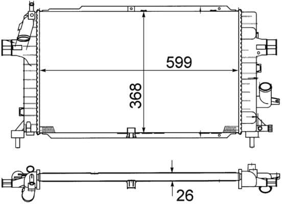 Radyatör Astra H 1.3-1.7-1.9 Cdti 04 > Zafira 1.7-1.9 Cdti 05 > Ac Klimasiz-Klimali Mek 599x368x26