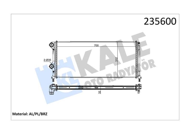 Radyatör Doblo 1.9 JTD-1.3MTJ Mek Ac Klimasiz 700x305x38 1 Sira Alb Sistem -46807378