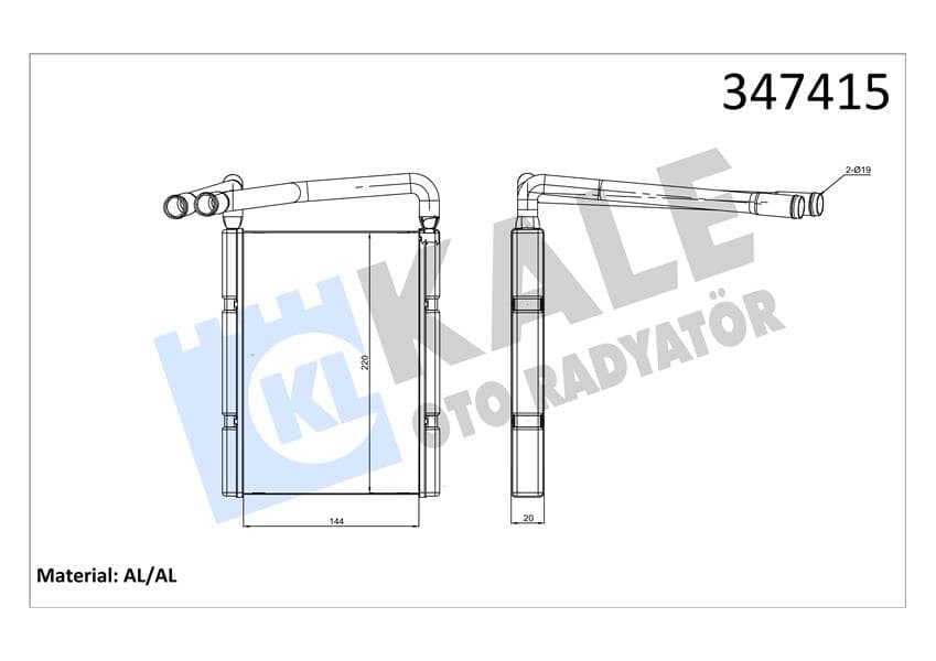 Kalorifer Radyatörü Kia Rio 1.4L G4EE Benzinli 05-10 1.6L G4ED Benzinli 05-10 1.5L CRDi 4 Silindi R 05-> - Aleminyum