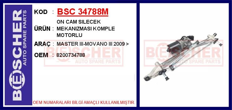 Cam Silecek Mekanizmasi Renault Master III 10> Motorlu