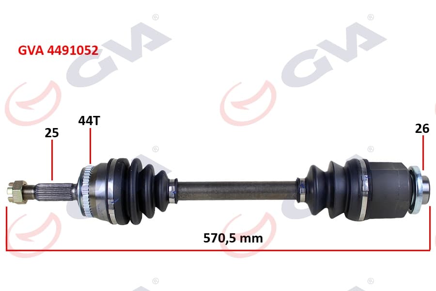 Komple Aks Sağ Hyundai Accent Admire 1.5L D3EA CRDi 3 Silindir 02-05 Abs Li 25x 24 2 - Abs 44 Diş Komple Boy 570mm