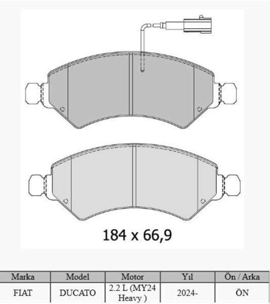 Ön Fren Balatası Fiat Ducato-Boxer-Movano-Jumper 24> 2.2D MTJ 2.3D MTJ