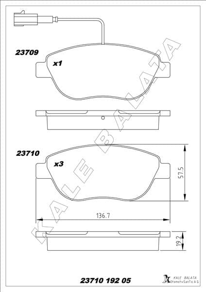 Ön Fren Balatası Opel Combo D 12> Punto Evo 1.3-1.4-1.6D MTJ 09 > 500-500C 1.3DMJ 10 > Grande Punto 1.6DMTJ 09 >