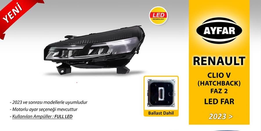 Far Sol Renault Clio V 23> Makyajli FAZ2 Ballast Beyin Dahil