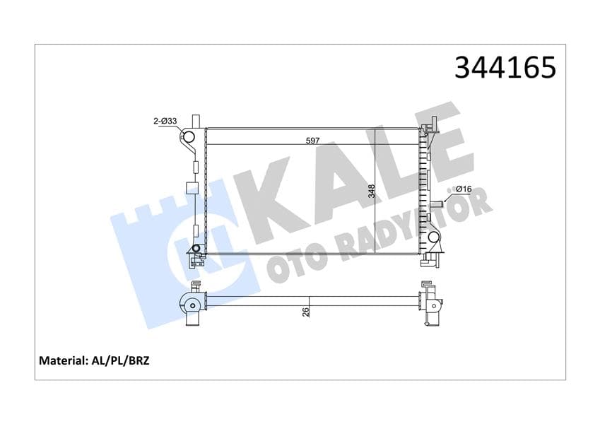 Motor Su Radyatörü Focus I 1.6 16V / 2.0 16V 98>04 Otomatik Sanzm. 600 348 26