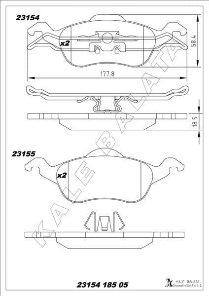 Ön Fren Balata Ford Focus 1.4L 1.6L 1.8L 2.0L 98-04