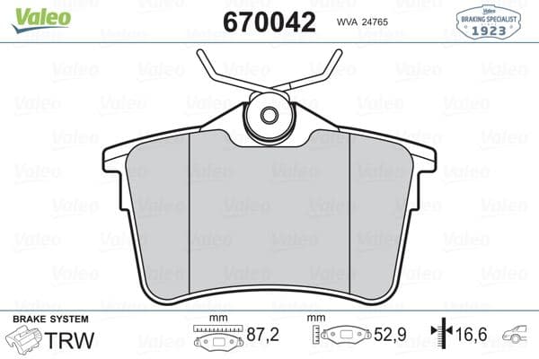 Arka Fren Balatası P307 00>09 P308 07>14 Partner 08> Partner Tepee 08> Berlingo 08> C4 04>16 Xsara Picasso 99>11 DS4 15>18